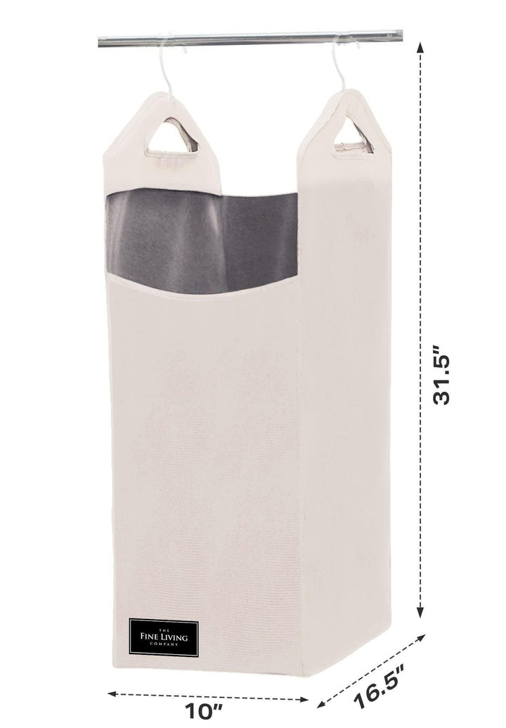 Closet laundry organizer hanging on a standard closet rod
