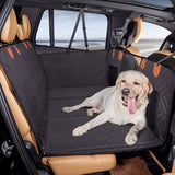 Hard bottom dog car seat protector covering rear bench
