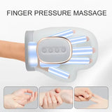Heated hand massager in use during seated relaxation