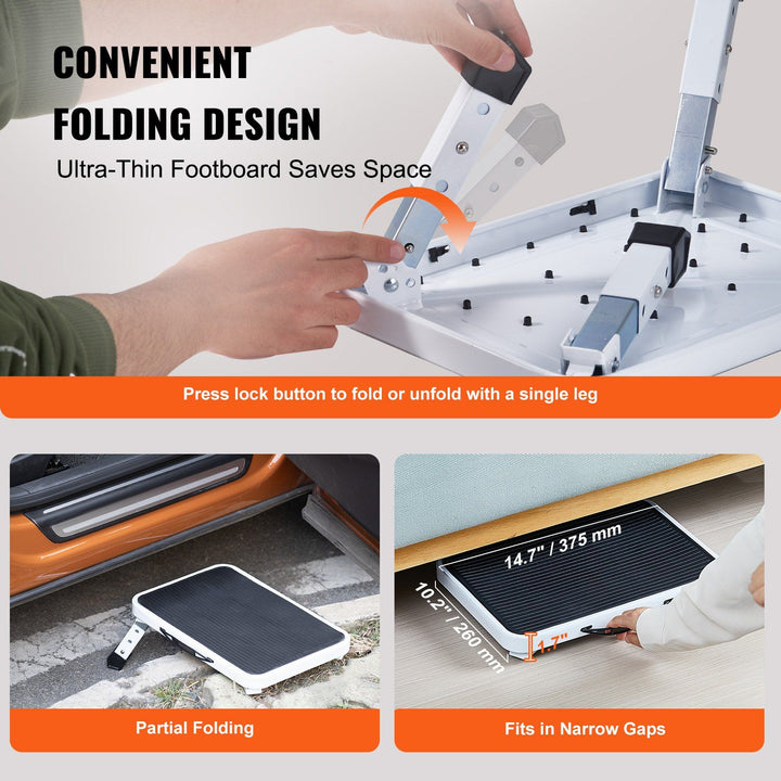 1-step foldable stool height adjustment mechanism close-up