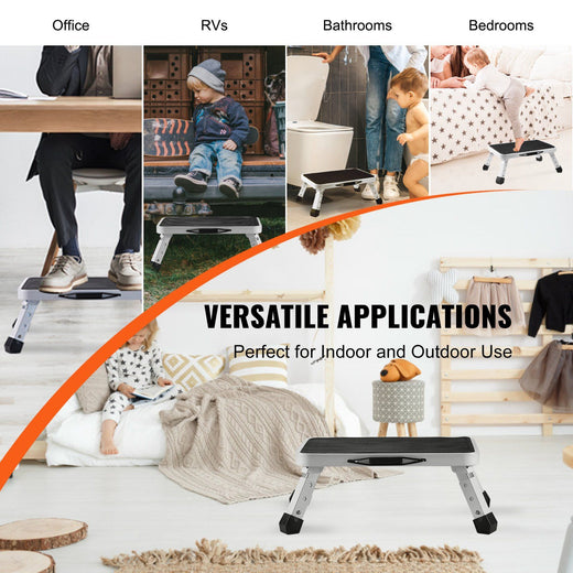 1-step foldable stool used to reach a kitchen cabinet