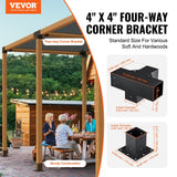 Heavy-duty steel pergola corner bracket kit for 4x4 inch posts - detail view