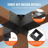 Heavy-duty steel pergola corner bracket kit for 4x4 inch posts - close-up detail