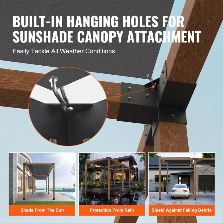 Heavy-duty steel pergola corner bracket kit for 4x4 inch posts - in-use lifestyle