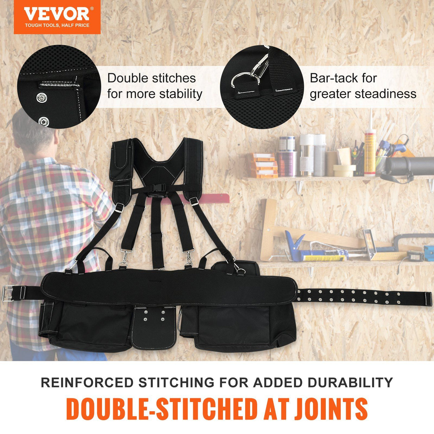 Heavy Duty Tool Belt with Suspenders close-up