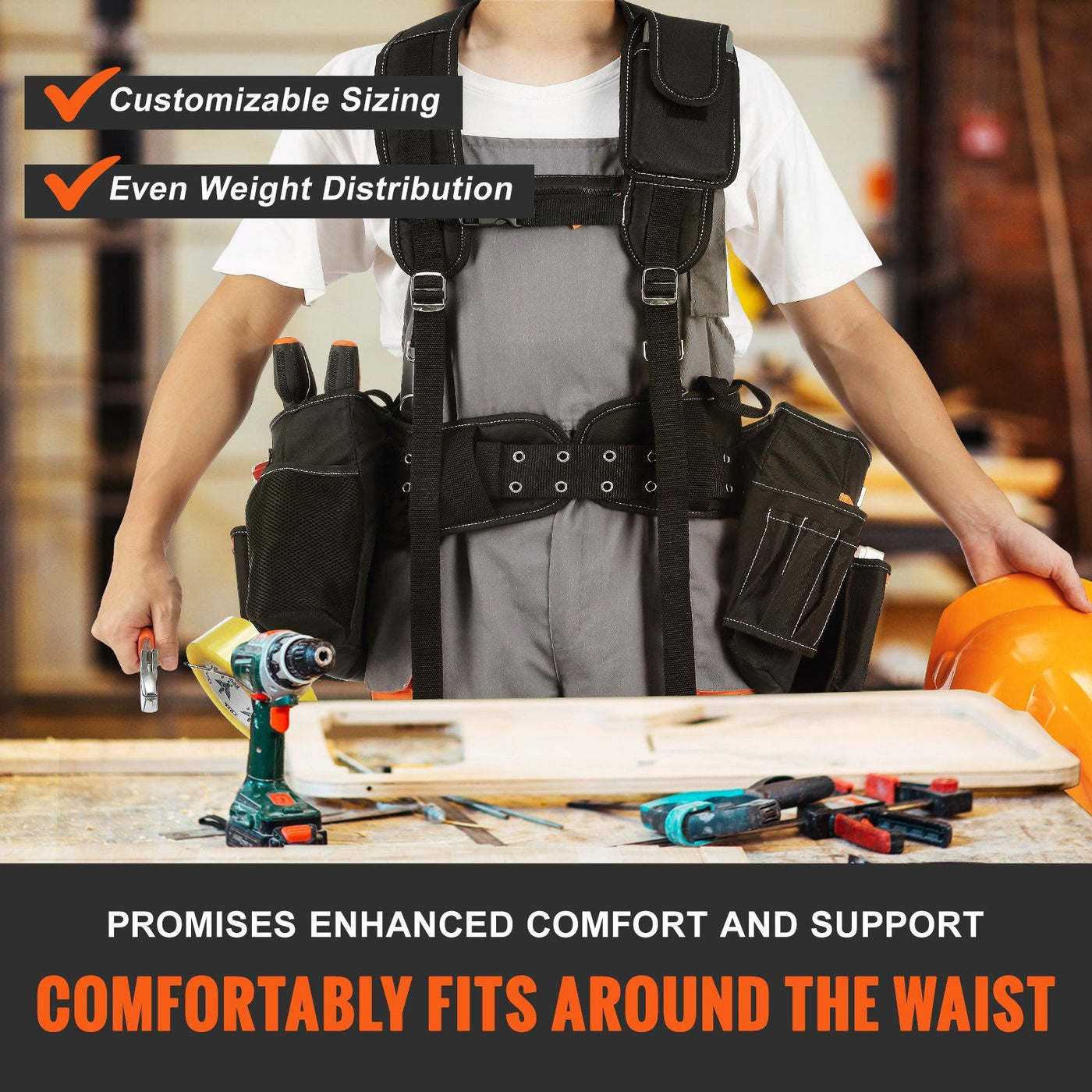 Heavy Duty Tool Belt with Suspenders in use