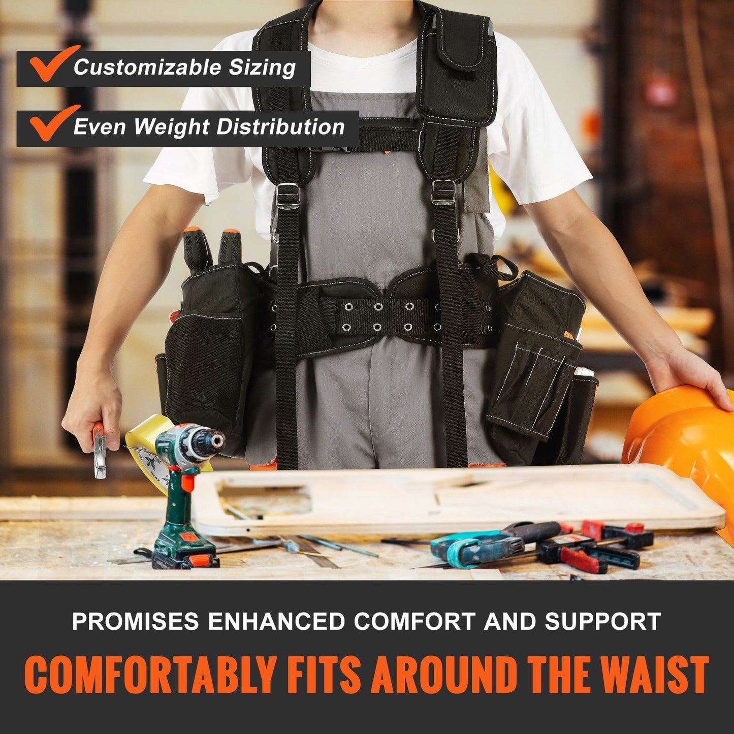 Heavy Duty Tool Belt with Suspenders in use