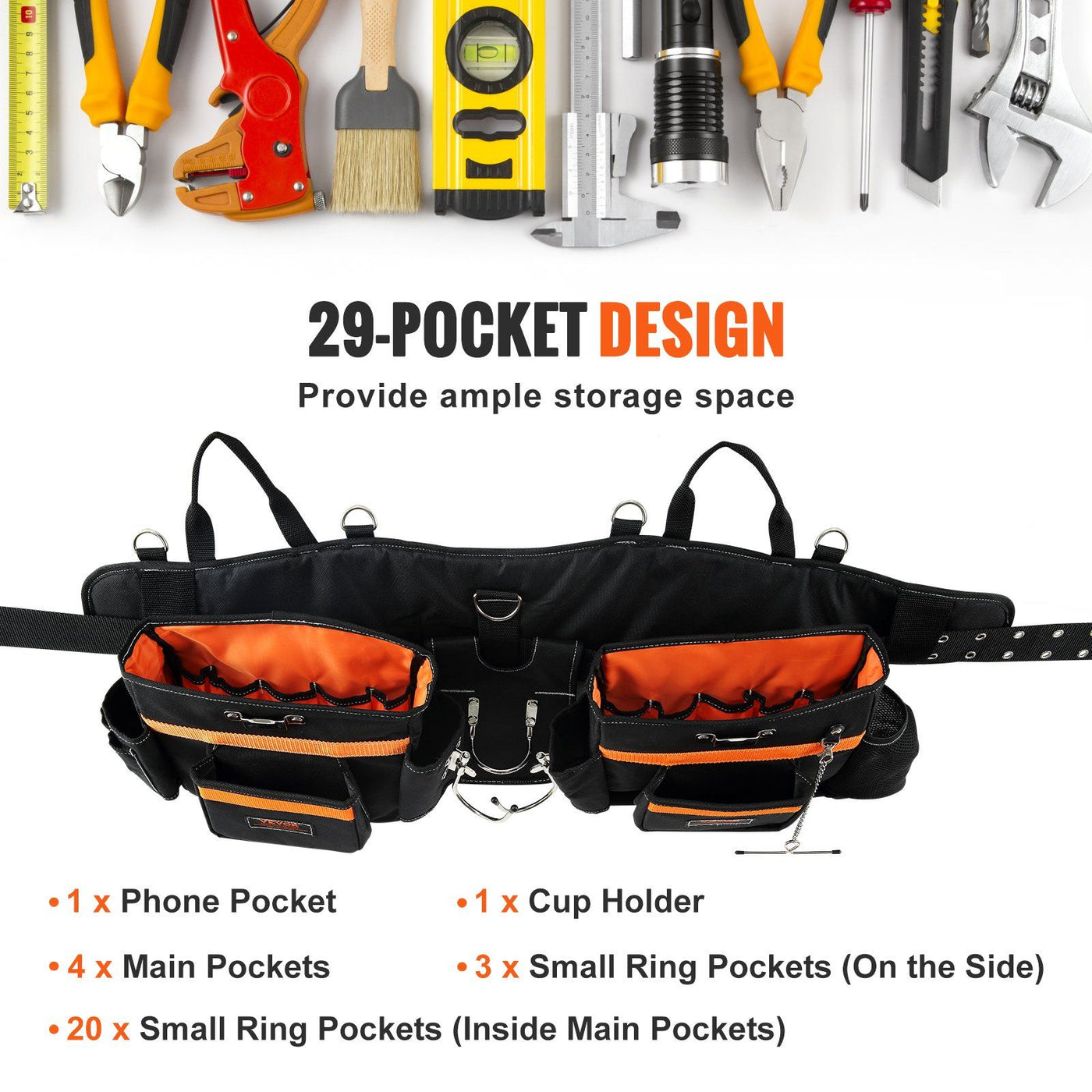 Heavy Duty Tool Belt with Suspenders angled view