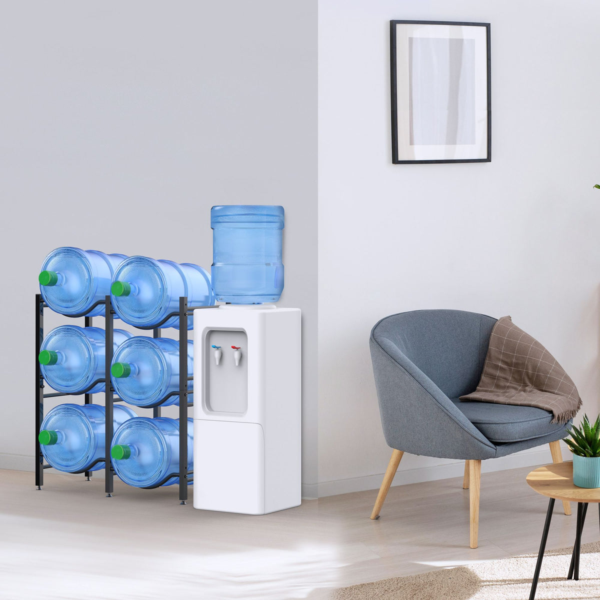 Heavy Duty Water Jug Holder Rack in-use view, water jug holder rack
