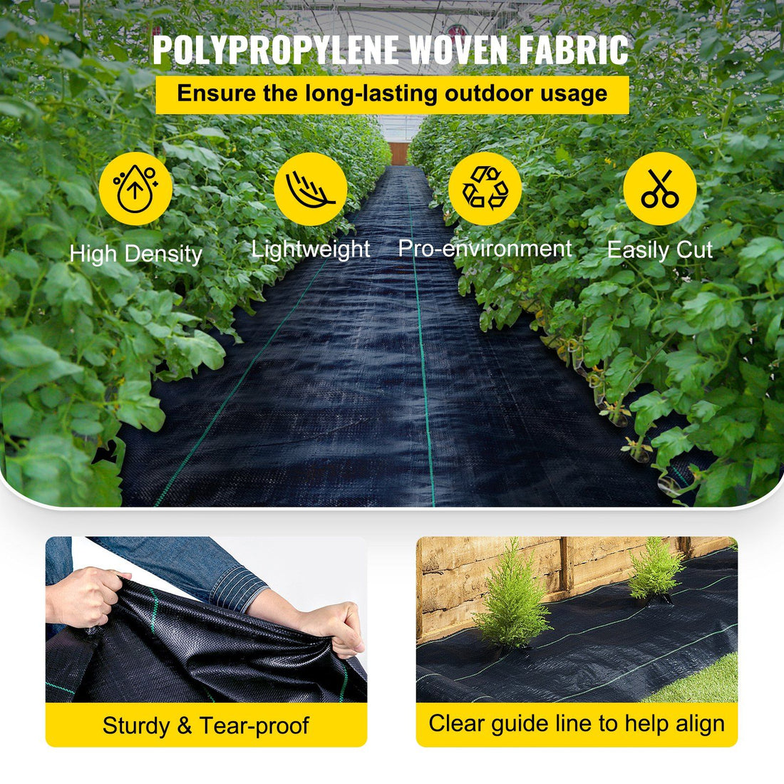 Heavy duty weed barrier fabric garden installation