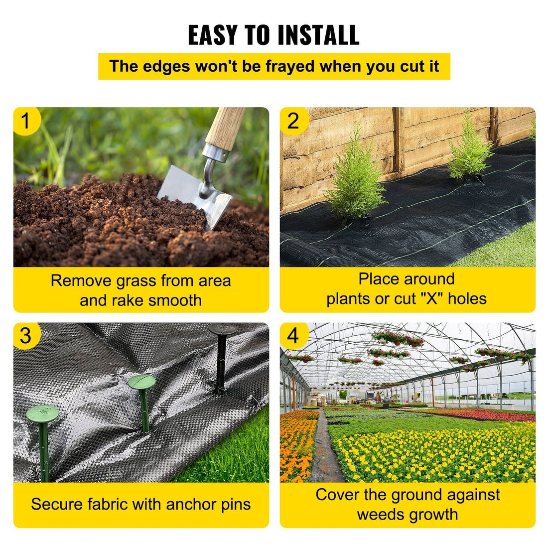 Heavy duty weed barrier fabric under mulch
