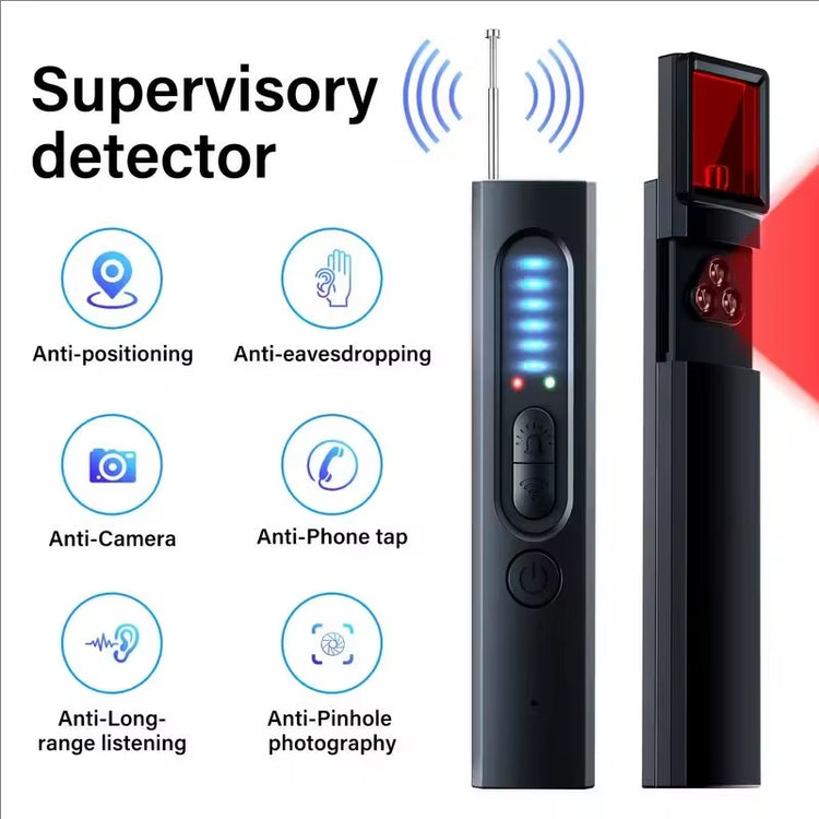 Hidden camera detector scanning a hotel room