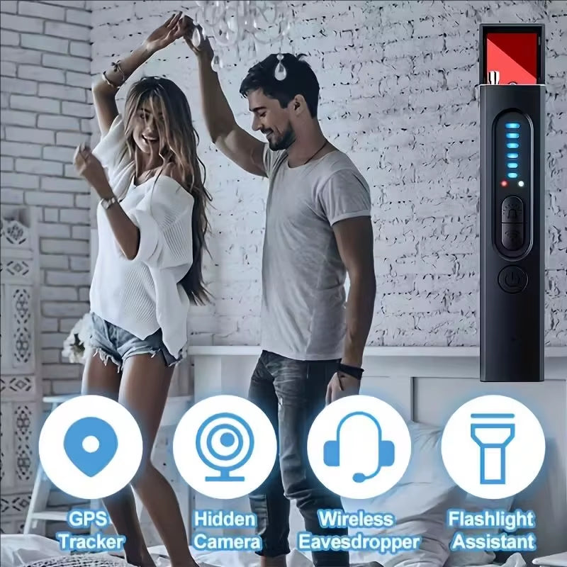 Hidden camera detector with controls and indicators