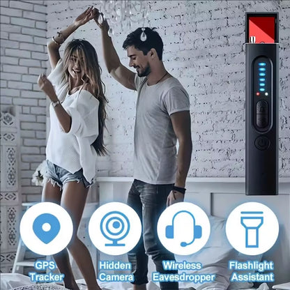 Hidden camera detector with controls and indicators