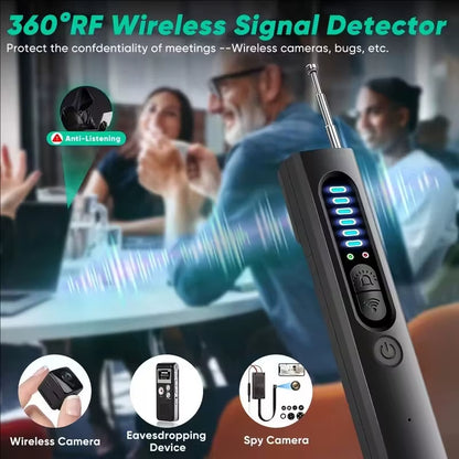 Hidden camera detector in carry pouch for travel