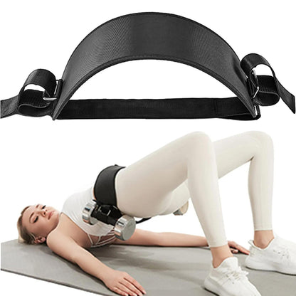 Hip thrust belt with adjustable dumbbell waist strap