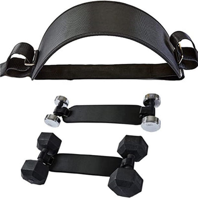 Hip thrust belt loaded with dumbbell, side view