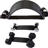 Hip thrust belt loaded with dumbbell, side view
