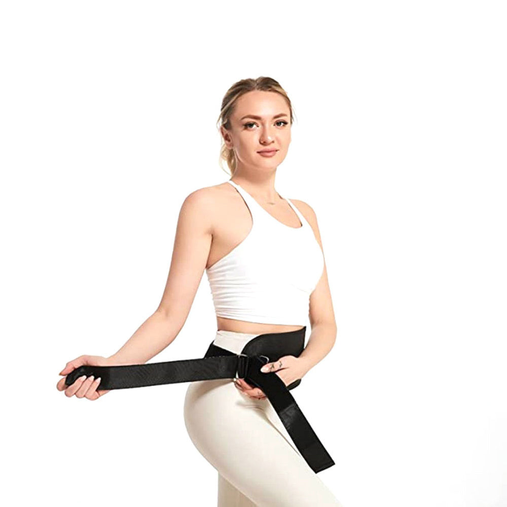 Hip thrust belt padded waist strap close-up