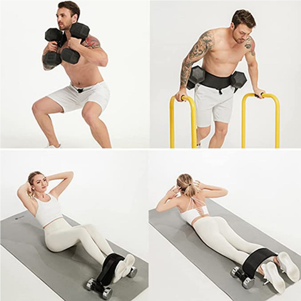 Hip thrust belt in use during glute exercise