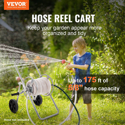 Reel crank handle close-up on the hose cart