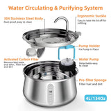 Dog water fountain 4 L capacity stainless steel detail view