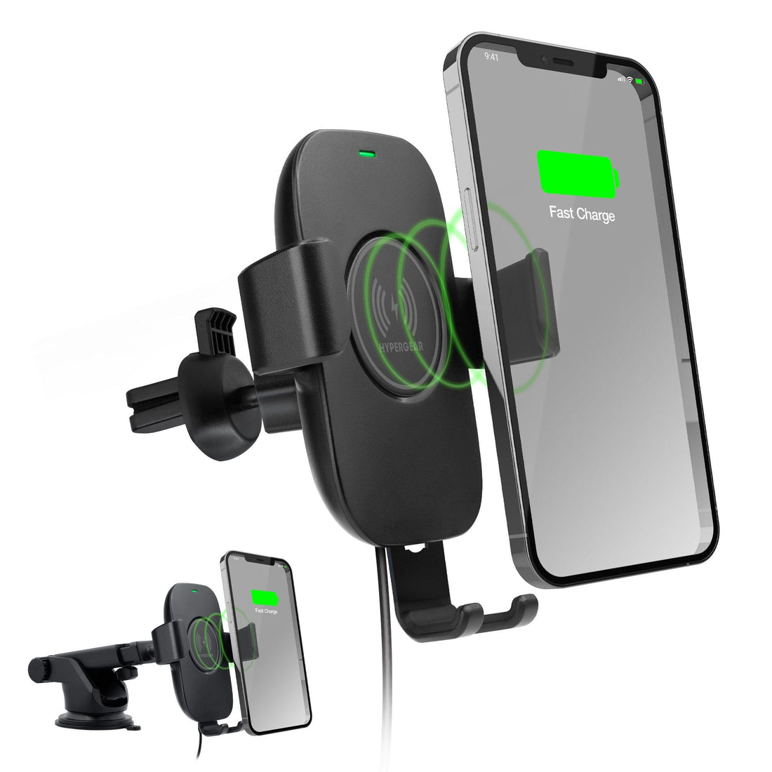 HyperGear 15W wireless car charger mount in black
