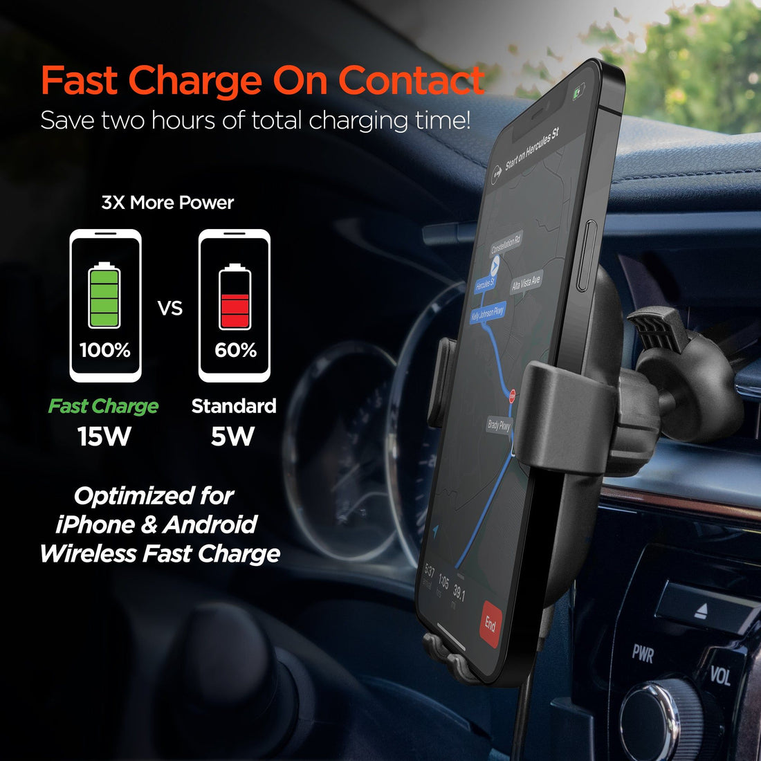 Mount holding a large phone with gravity arms engaged