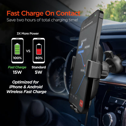 Mount holding a large phone with gravity arms engaged
