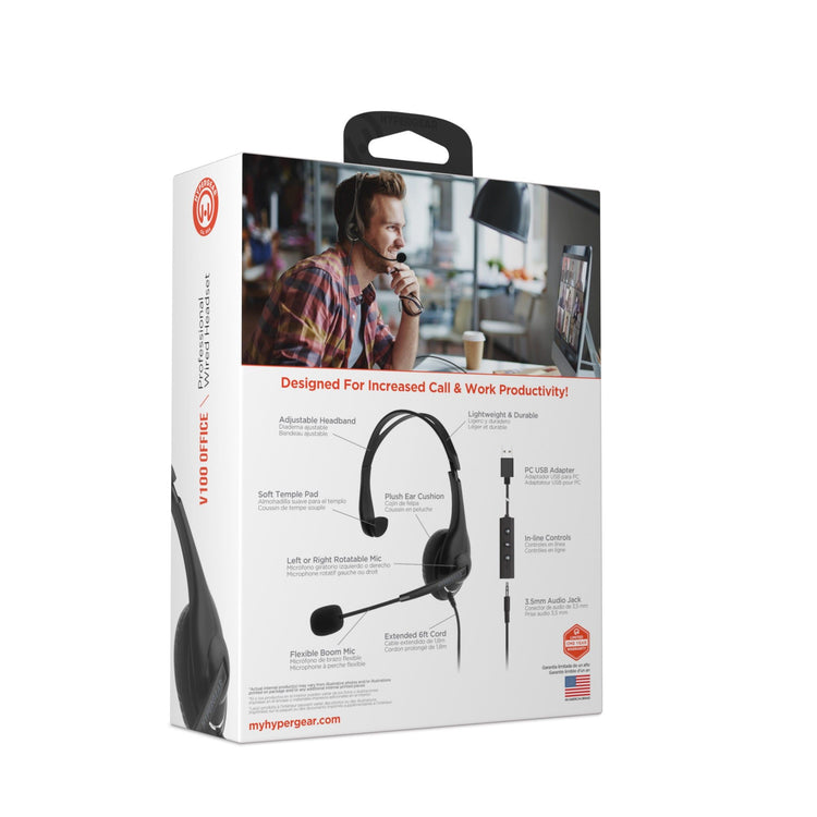HyperGear V100 Wired Office Headset2