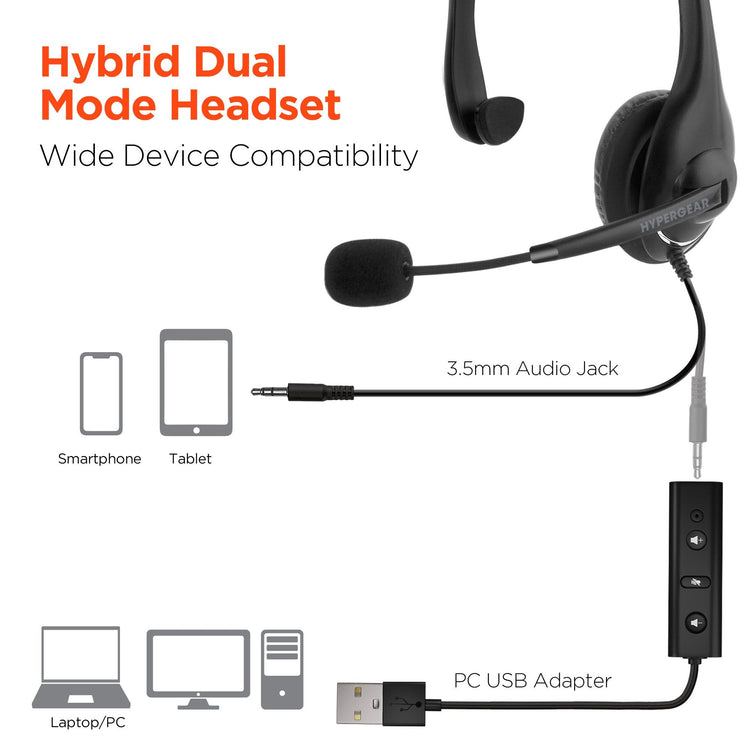 HyperGear V100 Wired Office Headset6