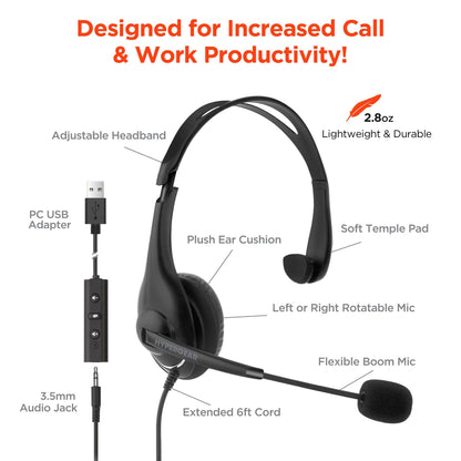 HyperGear V100 Wired Office Headset8