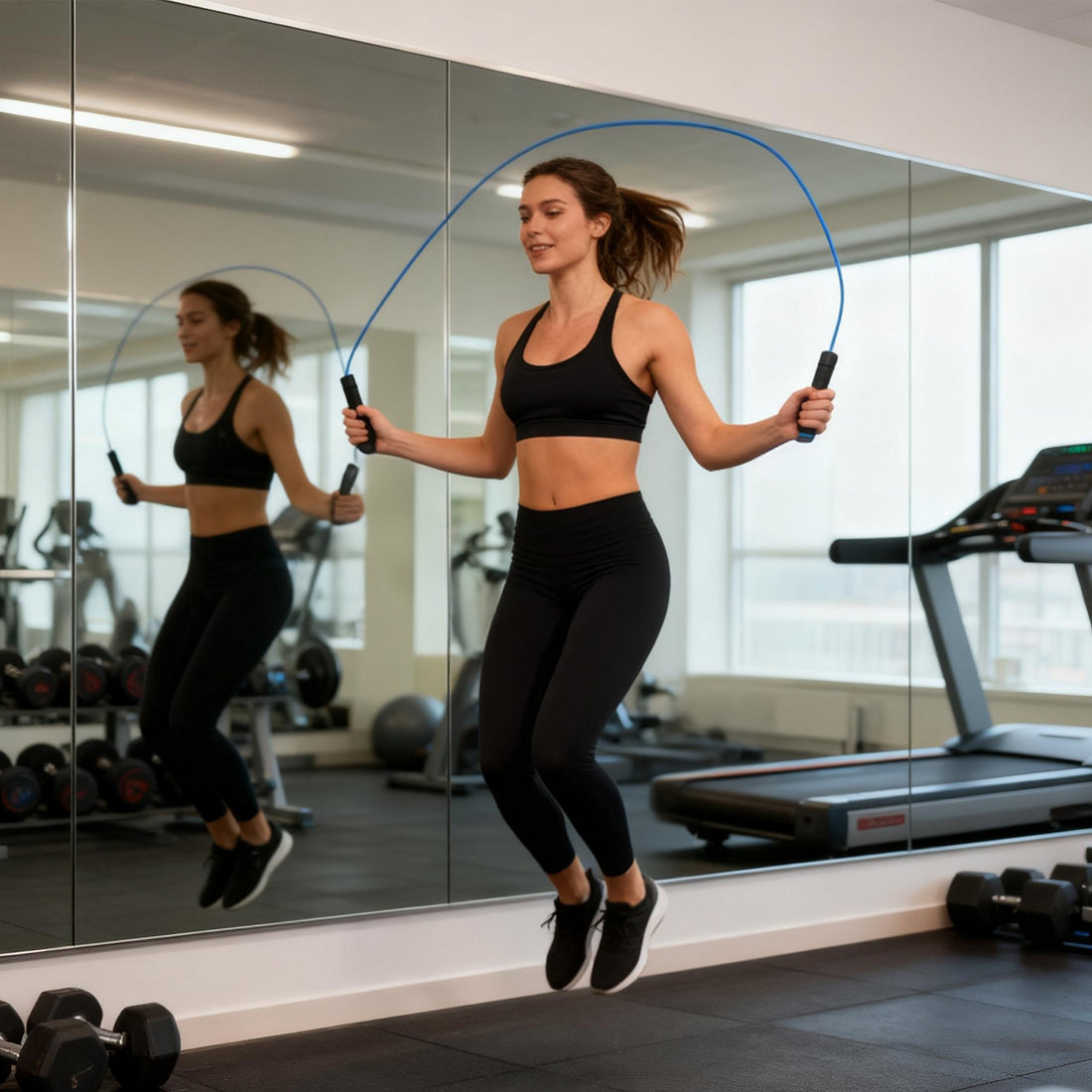 Adjustable skipping rope length detail