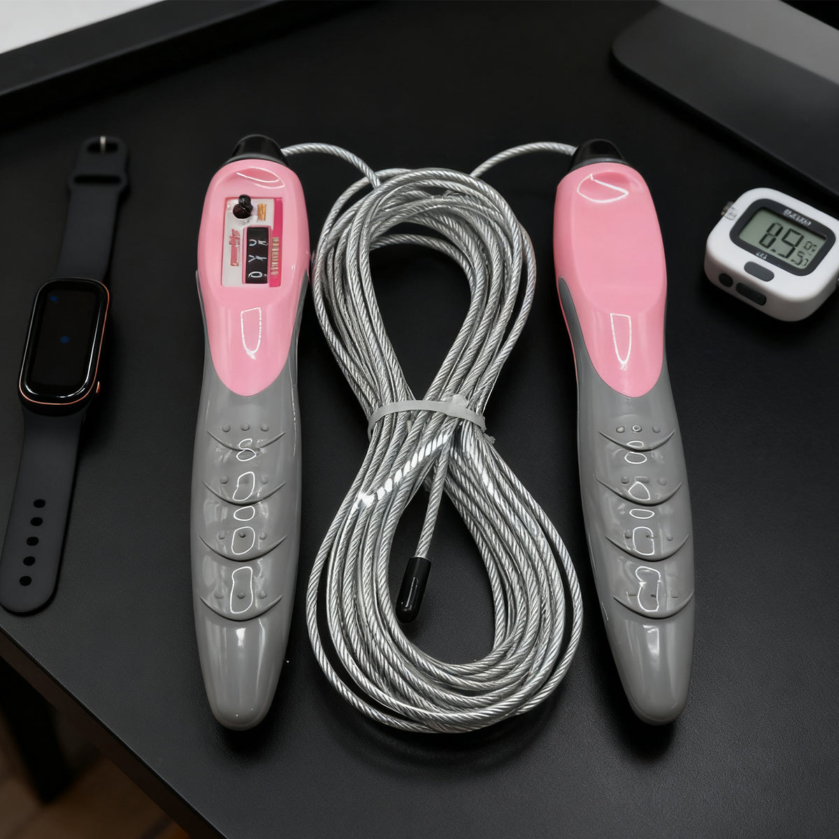 Skipping rope in use for cardio workout