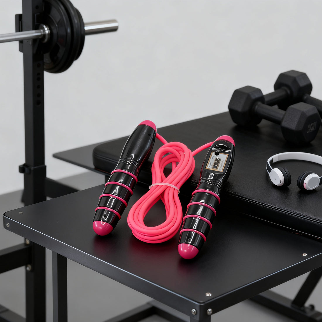 Counted skipping rope in outdoor workout setting