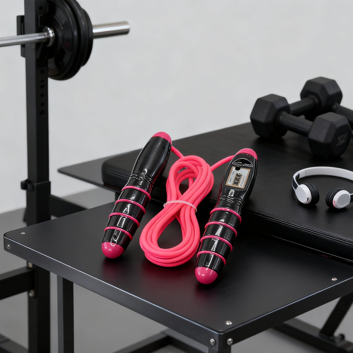 Counted skipping rope in outdoor workout setting