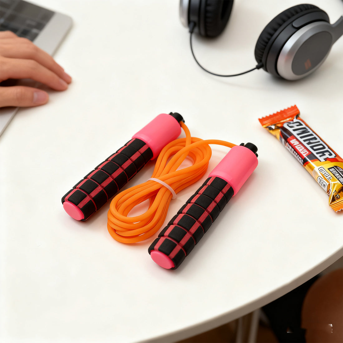 Jump rope counter display and start button