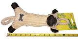 Plush cow dog chew toy with braided rope legs