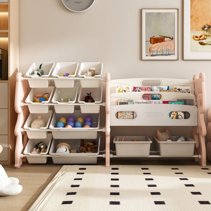 Kids Toy Storage Organizer with Bins detail close-up