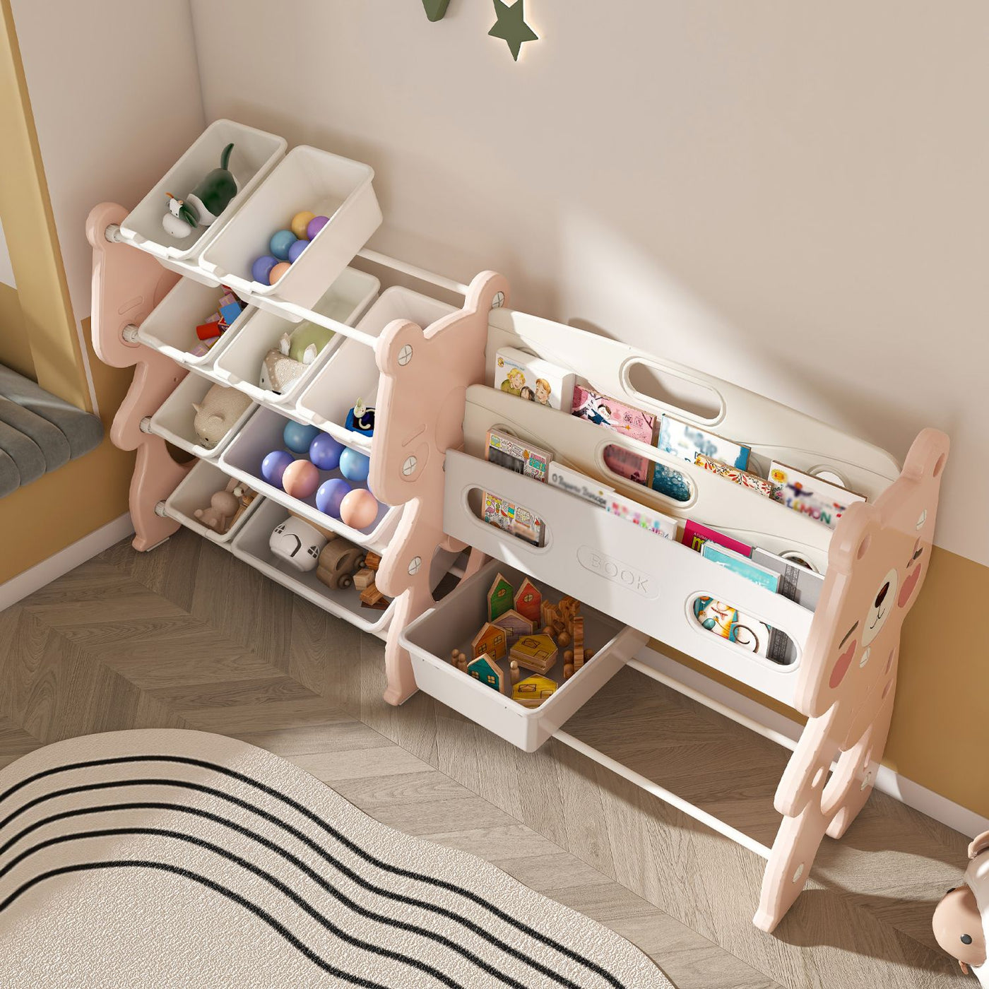Kids Toy Storage Organizer with Bins side angle