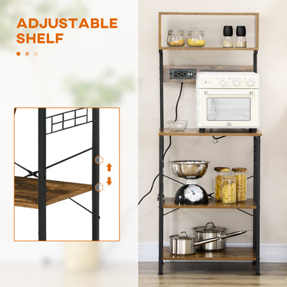 Kitchen Bakers Rack with Power Outlet Storage Shelves2