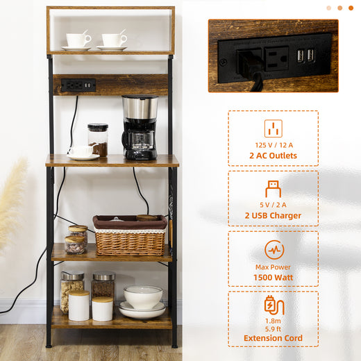 Bakers rack top shelf with small appliance