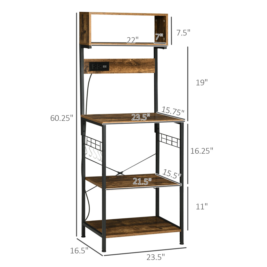 Bakers rack lower shelf with kitchen storage