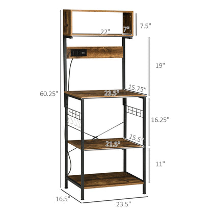 Kitchen Bakers Rack with Power Outlet Storage Shelves5