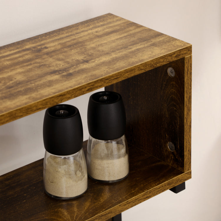 Bakers rack in a modern kitchen setting
