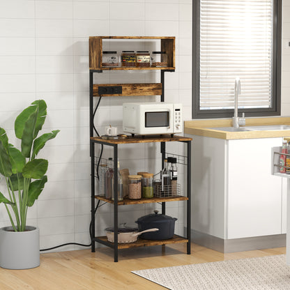 Kitchen Bakers Rack with Power Outlet Storage Shelves7