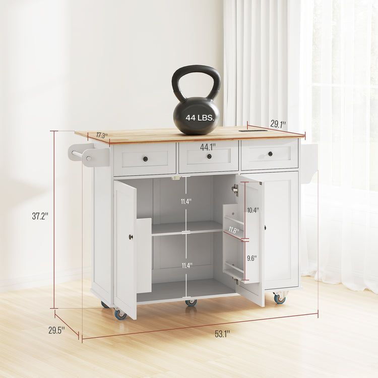 Kitchen island cart open storage shelves