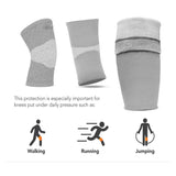 Knee compression sleeve worn during running outdoors