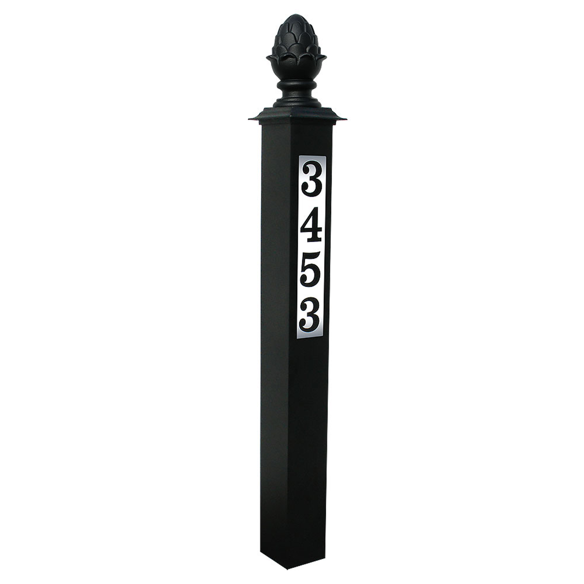 Lighted Address Post with Decorative Finial, Black