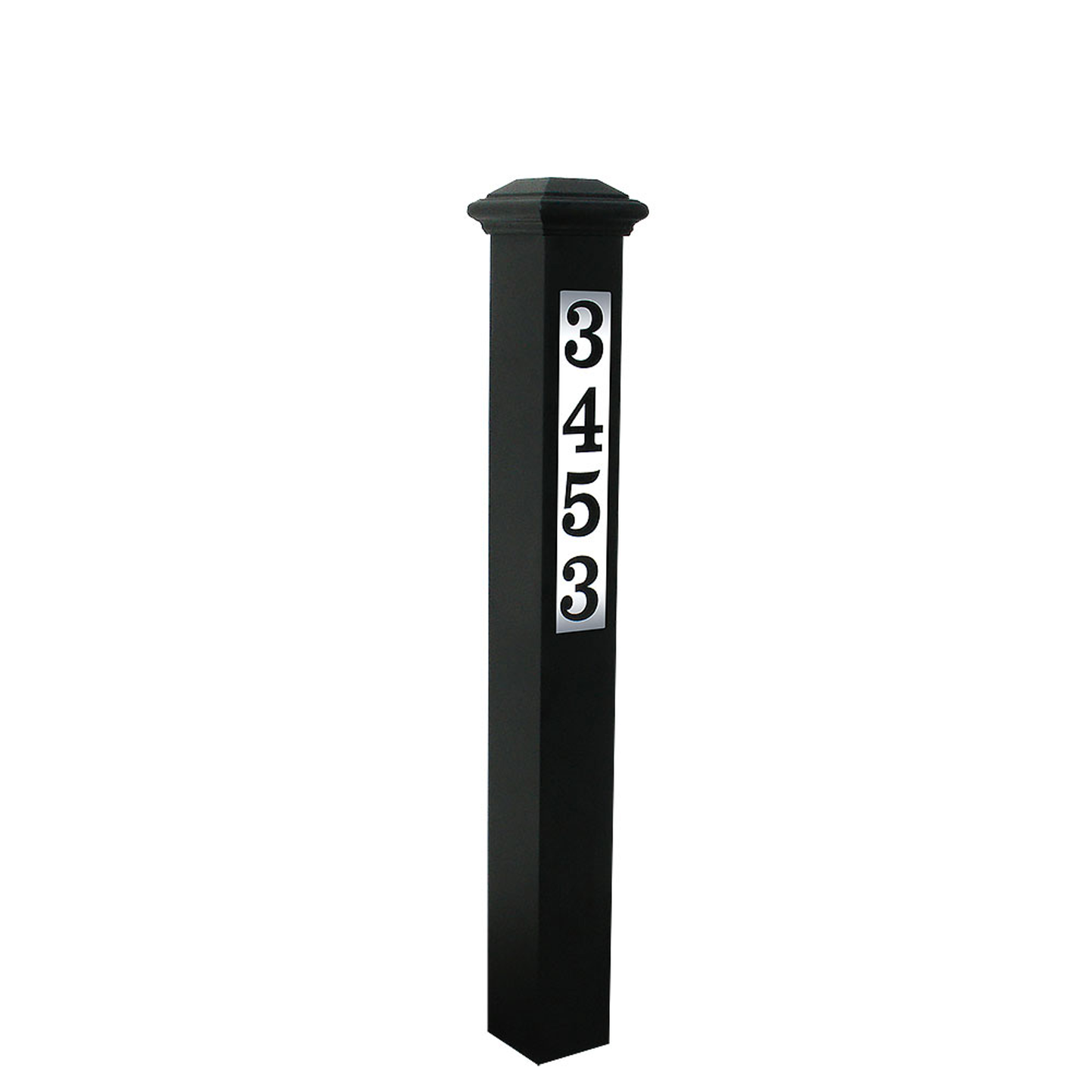 Lighted Address Post with Decorative Finial, Black